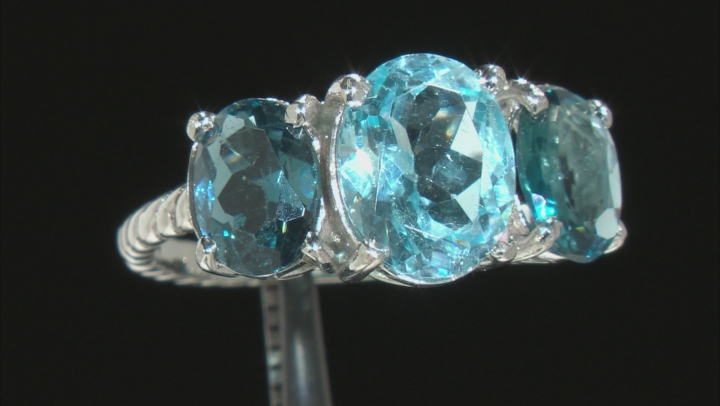Sky Blue Topaz Rhodium Over Silver Ring 6.00ctw Video Thumbnail