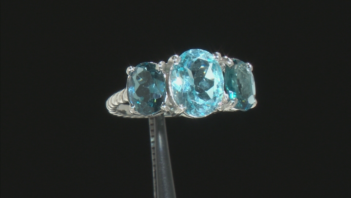 Sky Blue Topaz Rhodium Over Silver Ring 6.00ctw Video Thumbnail