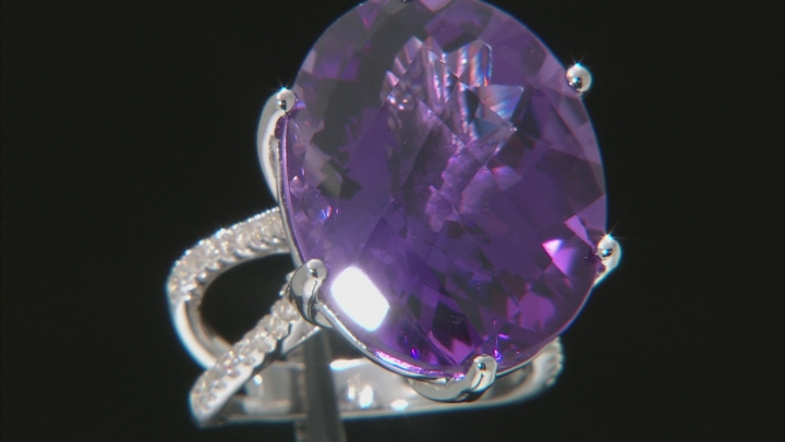 Purple Amethyst Rhodium Over Sterling Ring 20.85ctw - DOK1245 | JTV.com