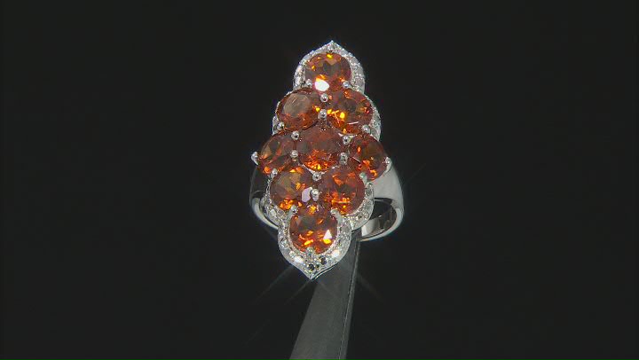 Hessonite Rhodium Over Sterling Silver Statement Ring 9.00ctw