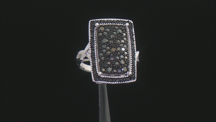 Black Spinel Rhodium Over Silver Ring 1.35ctw Video Thumbnail