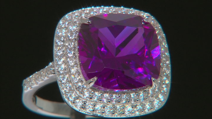 Lab Created Purple Sapphire Rhodium Over Silver Ring 9.25ctw Video Thumbnail