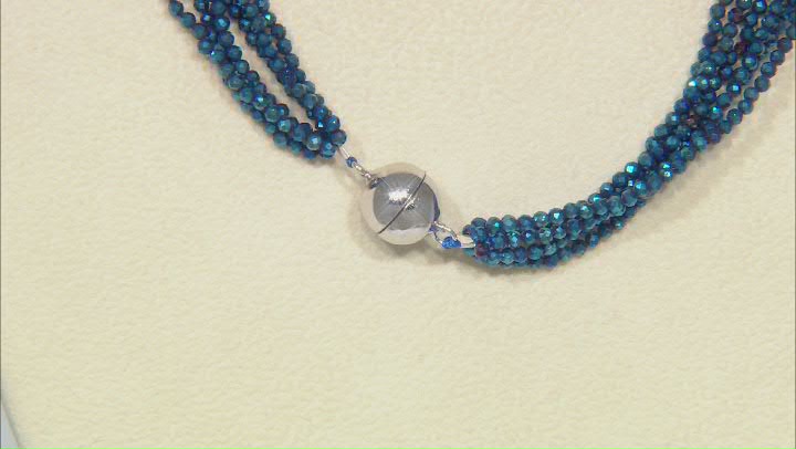 Cobalt Blue Color Spinel Rhodium Over Silver Multi Strand Beaded Necklace Video Thumbnail