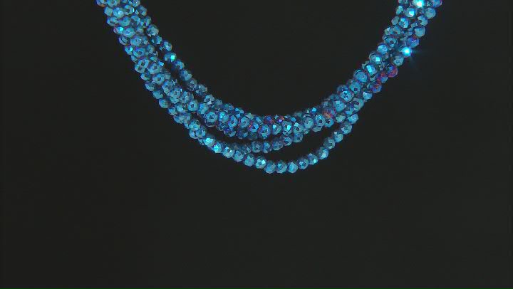 Cobalt Blue Color Spinel Rhodium Over Silver Multi Strand Beaded Necklace Video Thumbnail