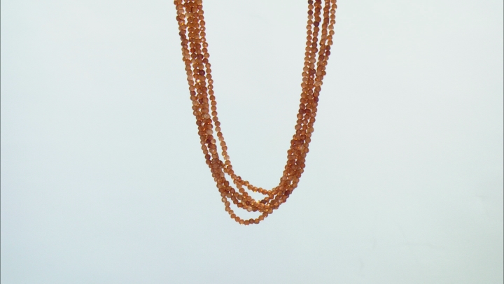 Orange Spessartite Garnet Rhodium Over Sterling Silver Beaded Multi Strand Necklace Video Thumbnail