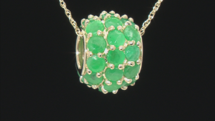 Emerald 10K Yellow Gold Slide With Chain 3.00ctw Video Thumbnail