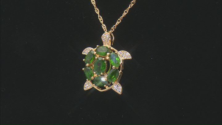 Green Chrome Diopside 18k Yellow Gold Over Sterling Silver Pendant with Chain 3.88ctw Video Thumbnail