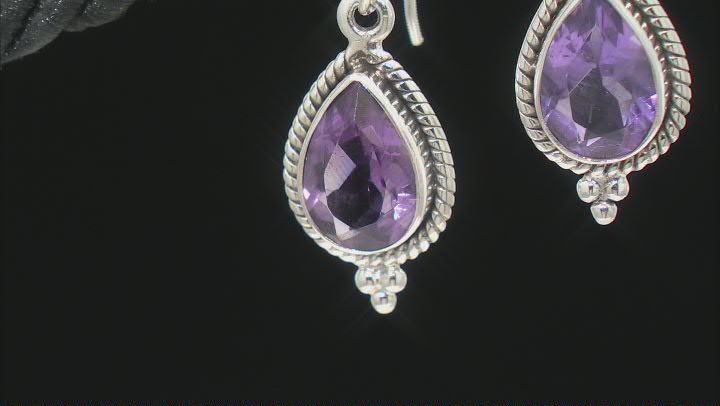 Purple Amethyst Rhodium Over Sterling Silver Dangle Earrings 4.90ctw Video Thumbnail