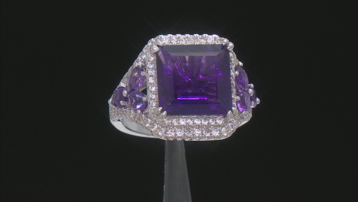 Purple Amethyst Rhodium Over Silver Ring 5.84ctw Video Thumbnail