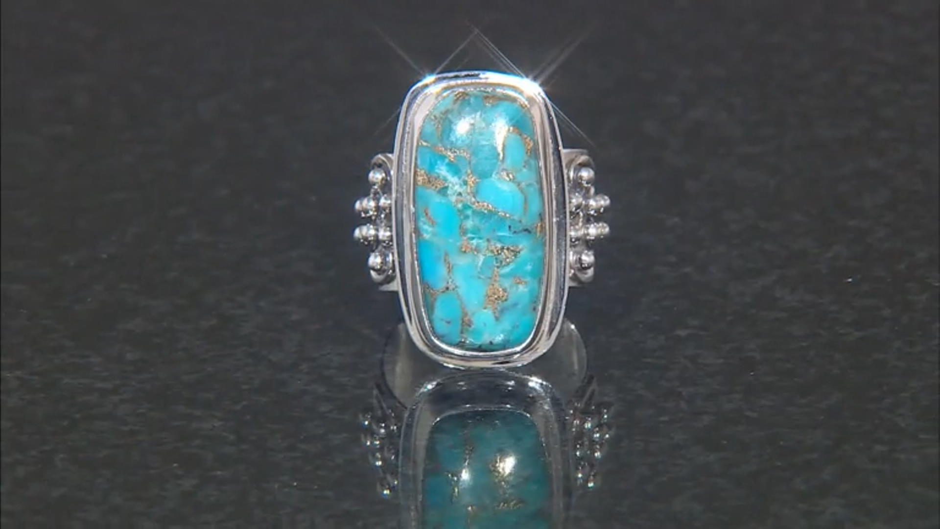 Blue Composite Turquoise Sterling Silver Ring Video Thumbnail