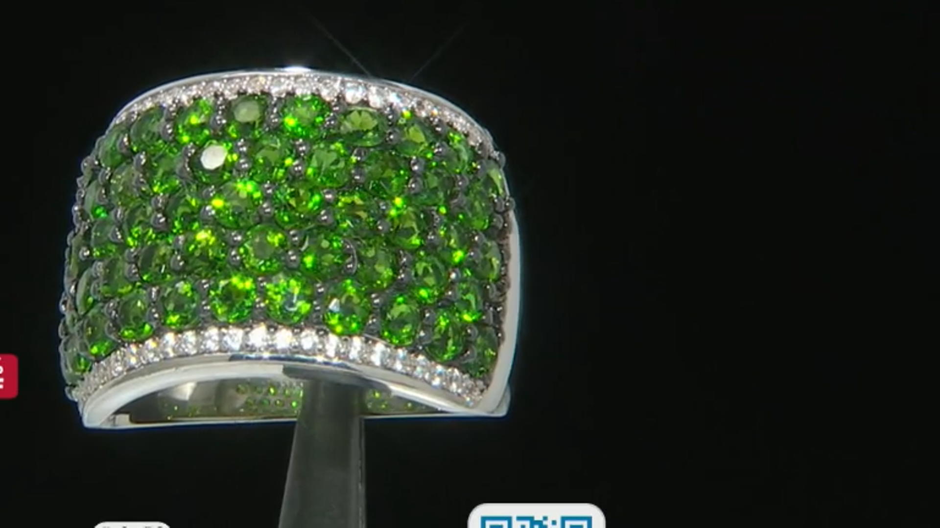 Green Chrome Diopside Rhodium Over Sterling Silver Ring 4.55ctw Video Thumbnail