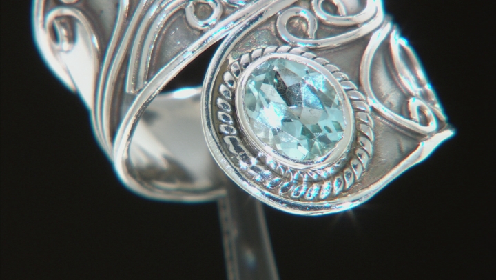 Sky Blue Glacier Topaz Rhodium Over Sterling Silver Bypass Ring 2.15ctw Video Thumbnail
