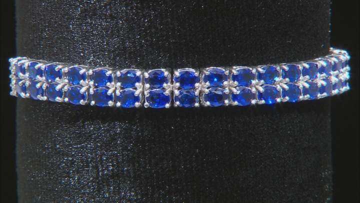 Lab Created Blue Spinel Rhodium Over Silver Bracelet 4.64ctw Video Thumbnail