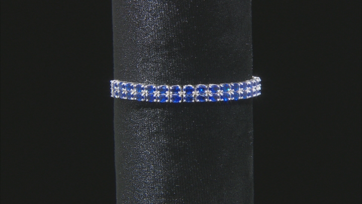 Lab Created Blue Spinel Rhodium Over Silver Bracelet 4.64ctw Video Thumbnail