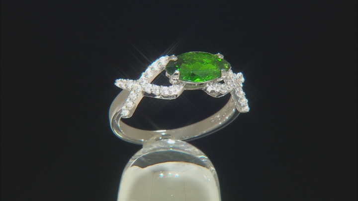 Green Chrome Diopside Rhodium Over Sterling Silver Ring 1.39ctw Video Thumbnail
