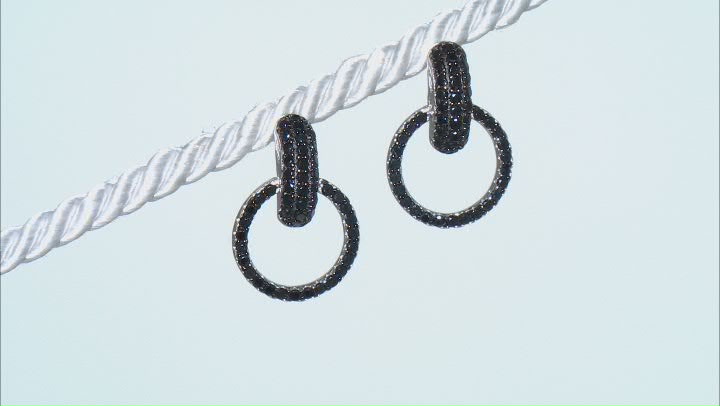 Black Spinel Rhodium Over Silver Earrings 0.81ctw Video Thumbnail