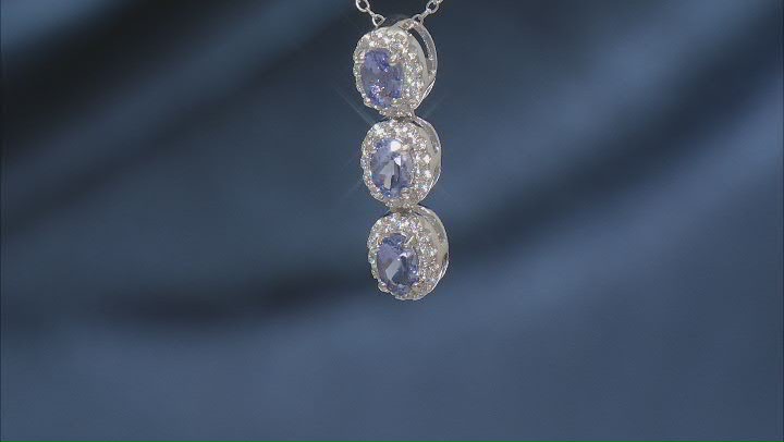Tanzanite Rhodium Over Sterling Silver Pendant with 18" Chain 1.60ctw Video Thumbnail