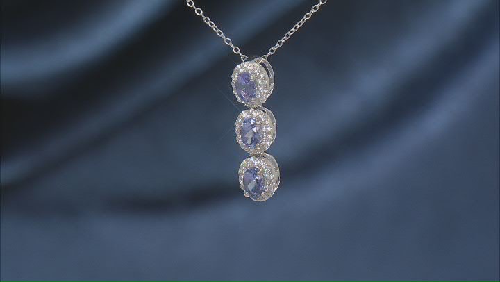 Tanzanite Rhodium Over Sterling Silver Pendant with 18" Chain 1.60ctw Video Thumbnail