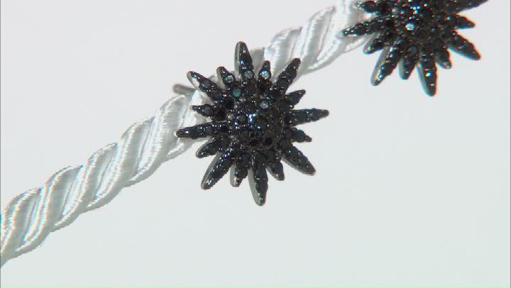 Black Spinel Rhodium Over Sterling Silver Stud Sun Earrings 0.59ctw Video Thumbnail