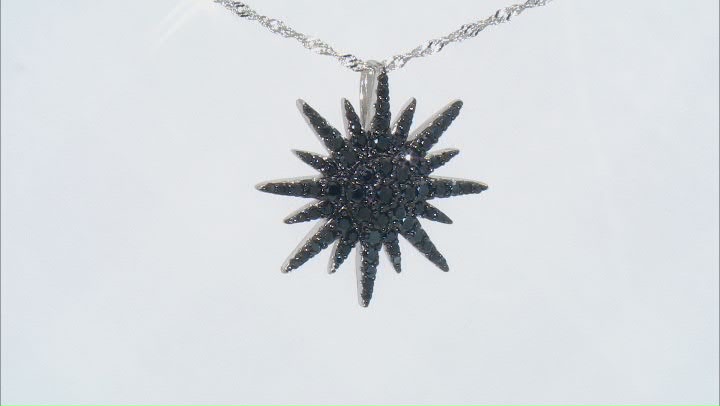 Black Spinel Rhodium Over Sterling Silver Pendant with Chain 1.10ctw Video Thumbnail