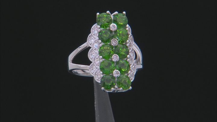 Green Chrome Diopside Rhodium Over Sterling Silver Ring 2.76ctw Video Thumbnail