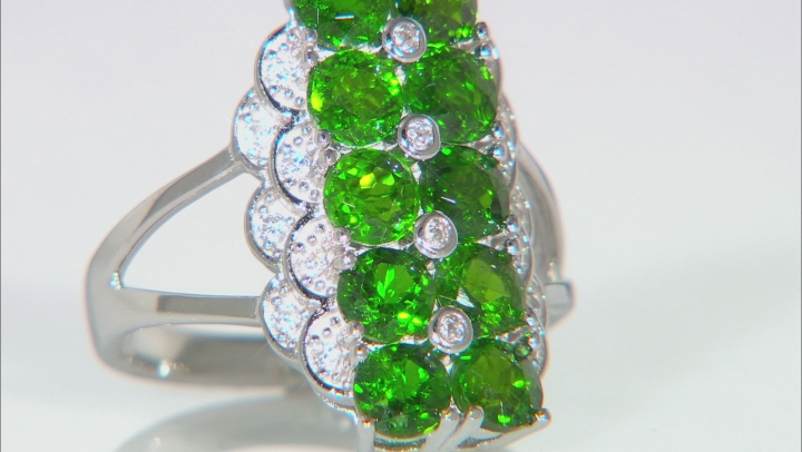 Green Chrome Diopside Rhodium Over Sterling Silver Ring 2.76ctw Video Thumbnail