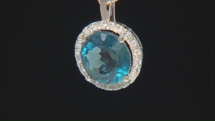 London Blue Topaz Rhodium Over Sterling Silver Pendant with Chain 4.30ctw Video Thumbnail