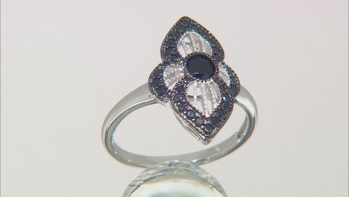 Black Spinel Rhodium Over Silver Ring 0.53ctw Video Thumbnail