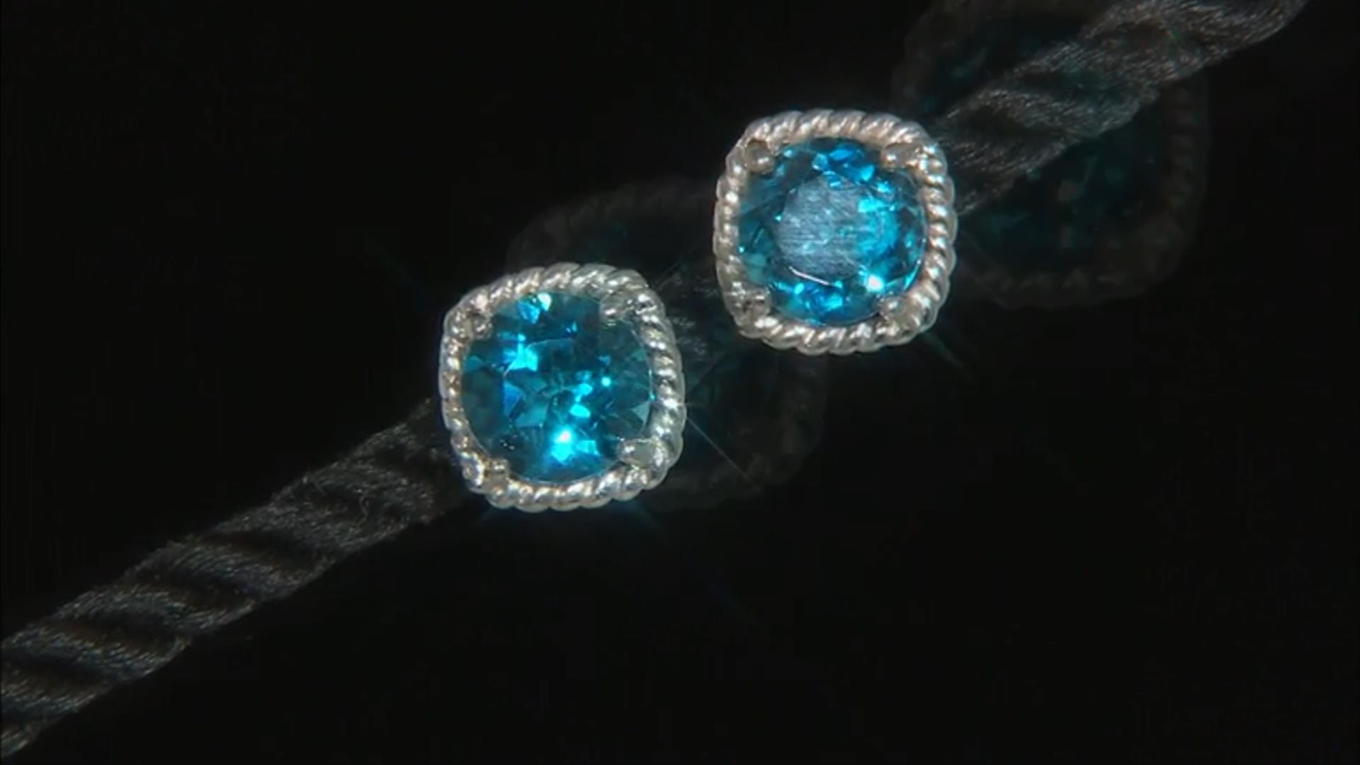 London Blue Topaz Rhodium Over Sterling Silver Stud Earrings 4.25ctw Video Thumbnail