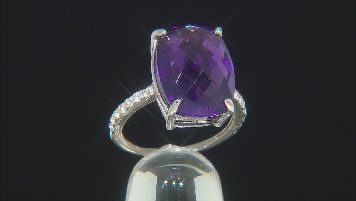 Purple Amethyst Rhodium Over Sterling Silver Ring 9.07ctw Video Thumbnail