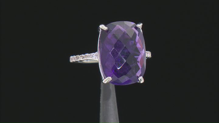 Purple Amethyst Rhodium Over Sterling Silver Ring 9.07ctw Video Thumbnail