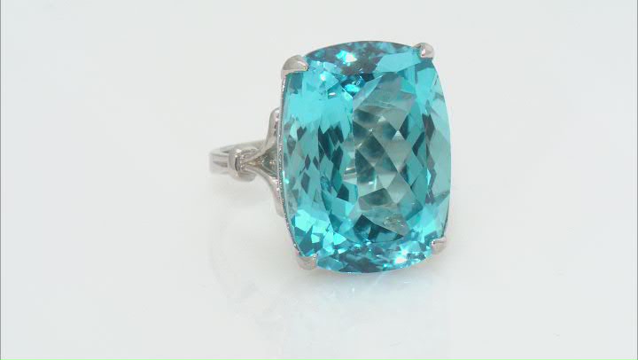 Sky Blue Topaz Rhodium Over Sterling Silver Ring 25.00ct Video Thumbnail