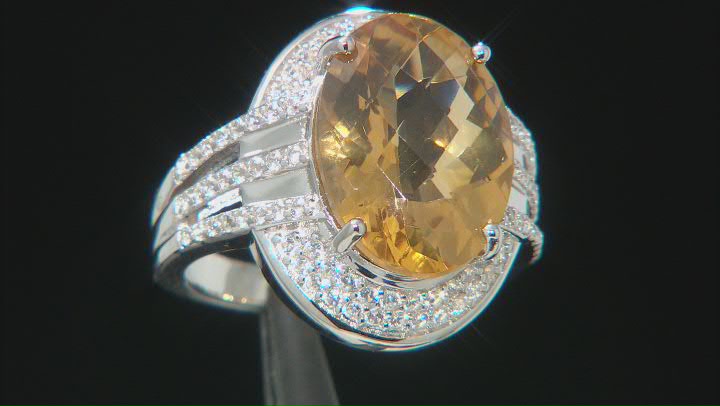 Citrine Rhodium Over Sterling Silver Ring 7.15ctw Video Thumbnail