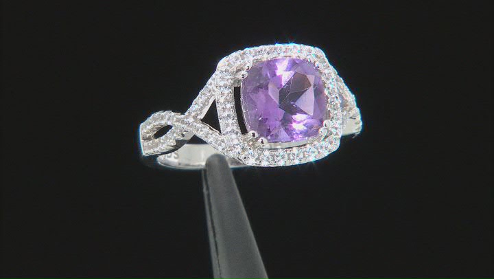 Purple Amethyst Rhodium Over Sterling Silver Ring 2.34ctw Video Thumbnail