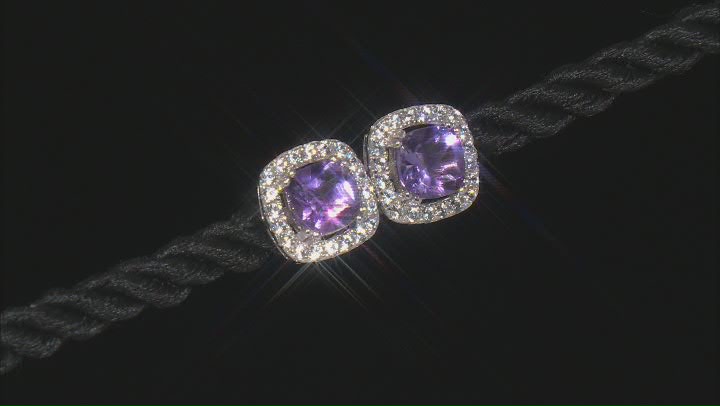 Purple Amethyst Rhodium Over Silver Pendant and Earring Set 4.34ctw Video Thumbnail