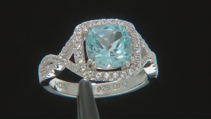 Sky Blue Glacier Topaz Rhodium Over Sterling Silver Ring 2.84ctw Video Thumbnail