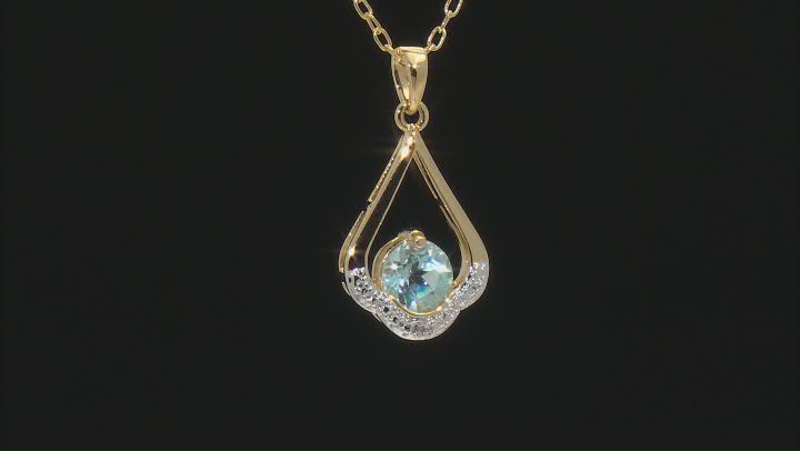 Sky Blue Topaz 18K Yellow Gold Over Bronze Pendant With Chain 1.30ctw Video Thumbnail
