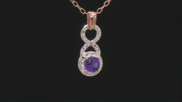 Purple Amethyst 18K Rose Gold Over Bronze Pendant with Chain. 0.65ctw