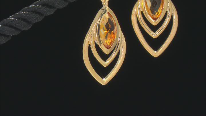 Orange Madeira Citrine 18K Yellow Gold Over Sterling Silver Earrings. 1.44ctw Video Thumbnail