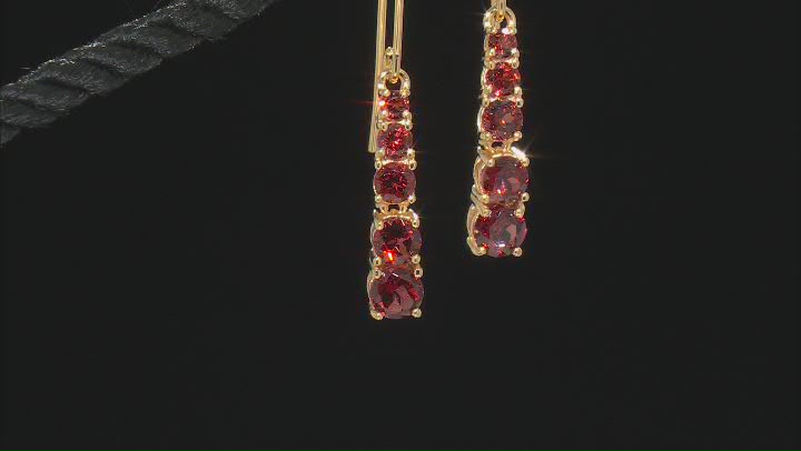 Red Garnet 18K Yellow Gold Over Sterling Silver Earrings. 1.93ctw Video Thumbnail