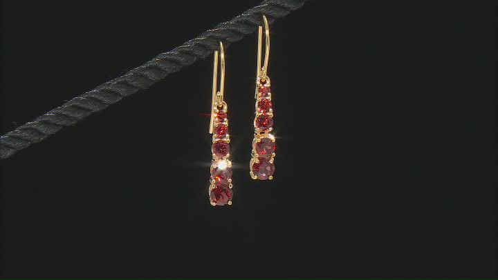 Red Garnet 18K Yellow Gold Over Sterling Silver Earrings. 1.93ctw Video Thumbnail