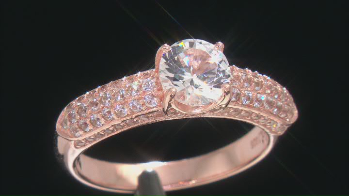 White Lab Created Sapphire 18k Rose Gold Over Sterling Silver Ring 1.70ctw Video Thumbnail