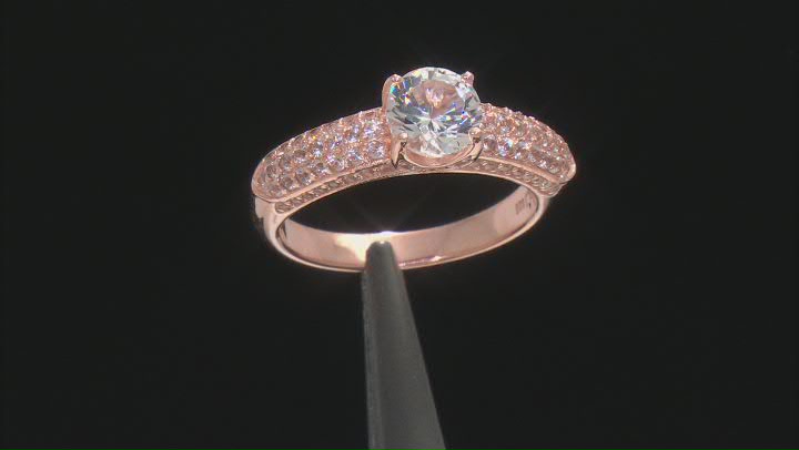 White Lab Created Sapphire 18k Rose Gold Over Sterling Silver Ring 1.70ctw Video Thumbnail