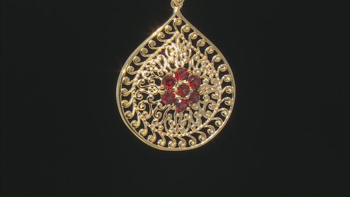 Red Garnet 18K Yellow Gold Over Sterling Silver Pendant With Chain. 1.13ctw Video Thumbnail
