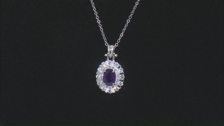 Purple African Amethyst Rhodium Over Sterling Silver Pendant with Chain. 1.78ctw Video Thumbnail