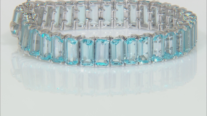 Sky Blue Topaz Rhodium Over Sterling Silver Bracelet 67.68ctw Video Thumbnail
