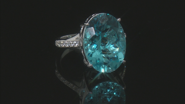 Sky Blue Topaz Rhodium Over Sterling Silver Ring 15.76ctw Video Thumbnail