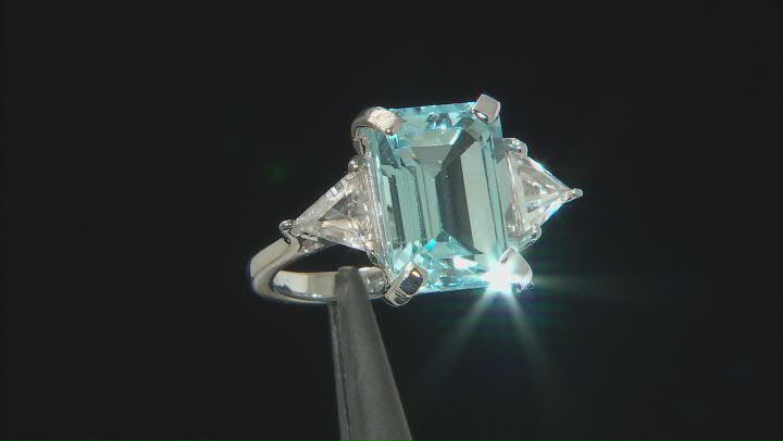 Sky Blue Topaz Rhodium Over Sterling Silver Ring 10.10ctw Video Thumbnail