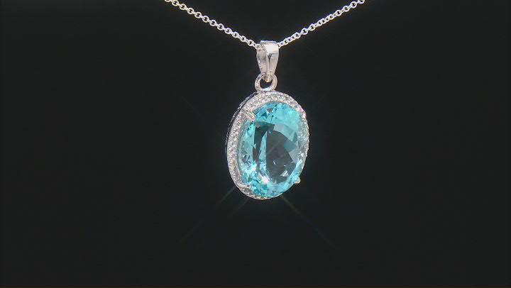 Sky Blue Topaz Rhodium Over Sterling Silver Pendant With Chain 20.50ctw Video Thumbnail