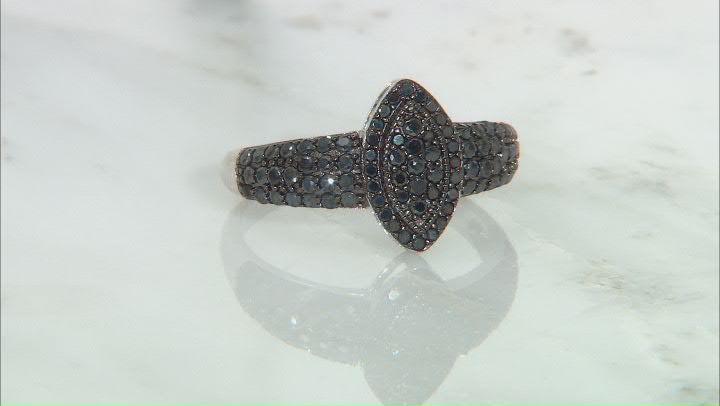 Round Black Spinel Rhodium Over Sterling Silver Ring .77ctw Video Thumbnail
